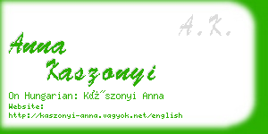 anna kaszonyi business card